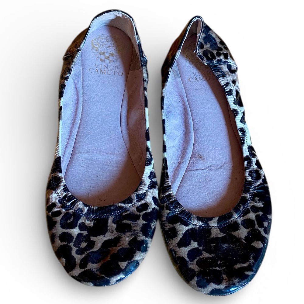 Vince Camuto Ombré Leopard Patent Leather Ellen Ballet Flat, Size 9.5